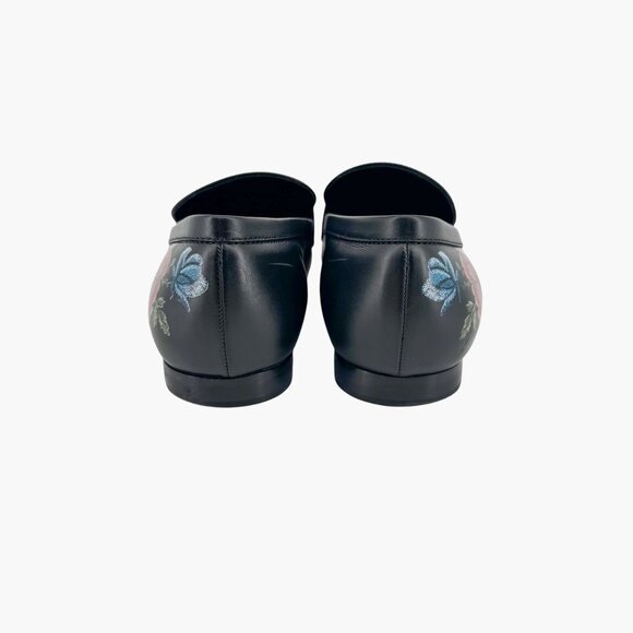 Louis Vuitton Upper Case LV Black Leather Floral Loafers Flat Size 37 US 7 Women - Picture 7 of 15